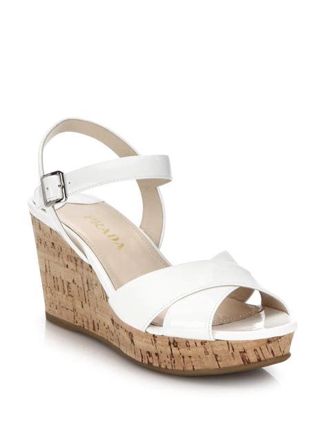 prada wedge sandals white